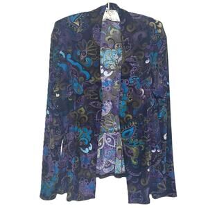 Chico's Travelers Size 2 (L/12) Open Front Cardigan Multicolor Paisley Stretchy